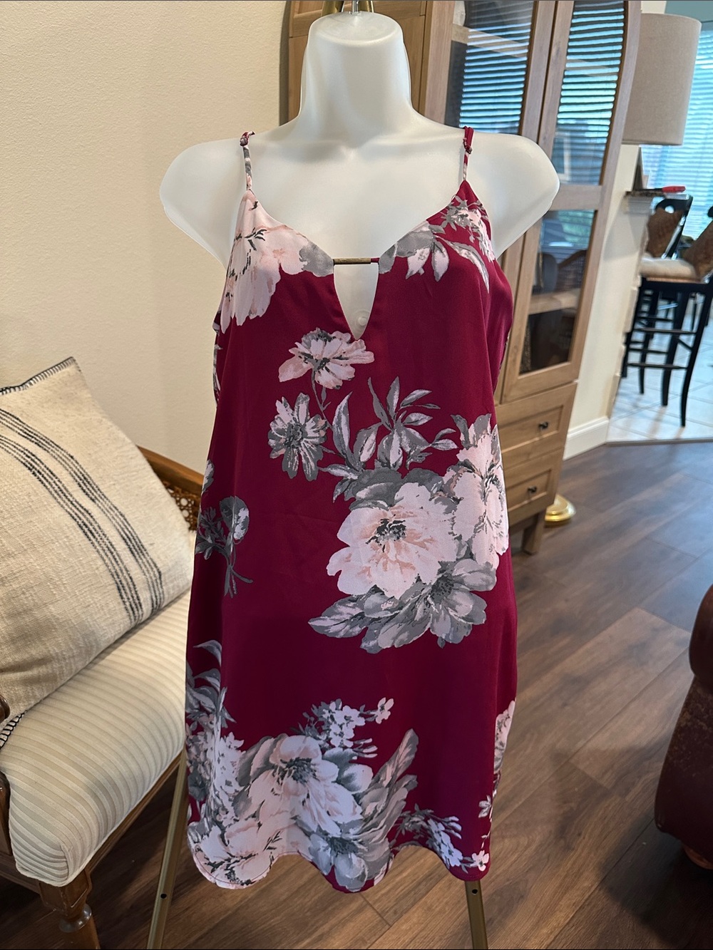 Women’s Floral Slip Dress - Wine Pink XS